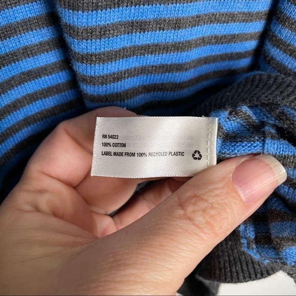 GAP Striped Cotton Classic V-Neck Pullover Sweater Heather Gray Blue XL - Picture 4 of 7